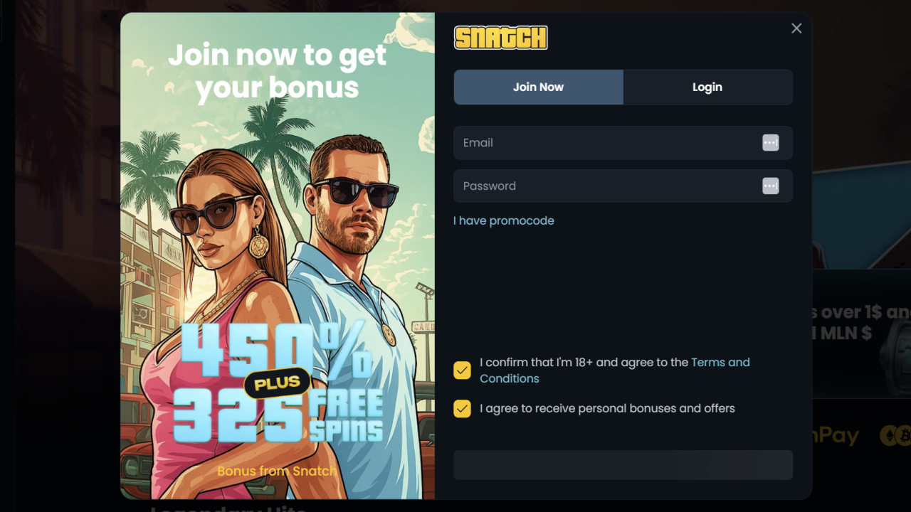 Snatch Casino registration